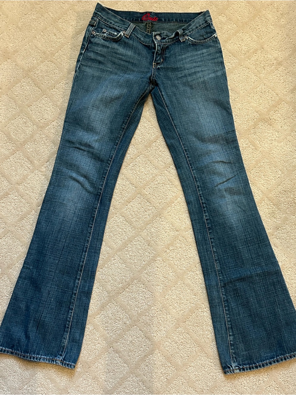 Women’s Dark Blue Flare Jeans - Mid-Rise Stretch